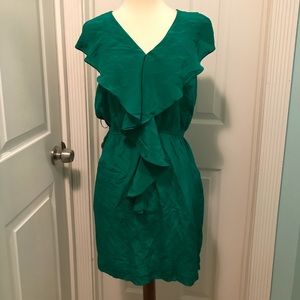 Emerald 100% Silk Ruffle Sleeveless Dress Saks